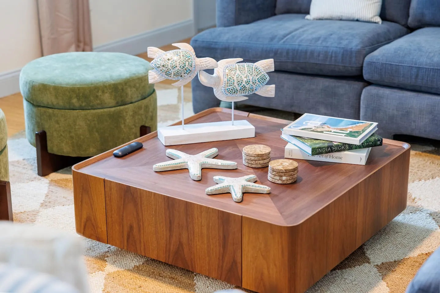 The Breezy Palm: living room coffee table
