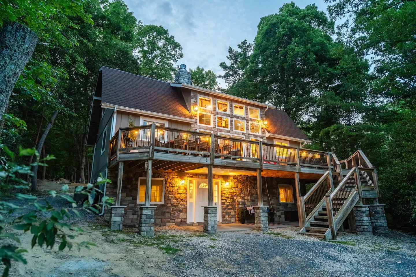 Honey Hollow: home exterior among the trees