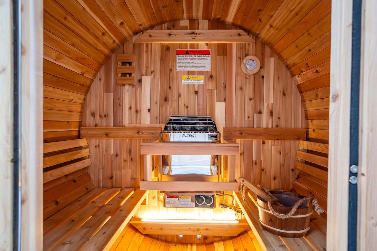 Honey Hollow: inside the cedar barrel sauna