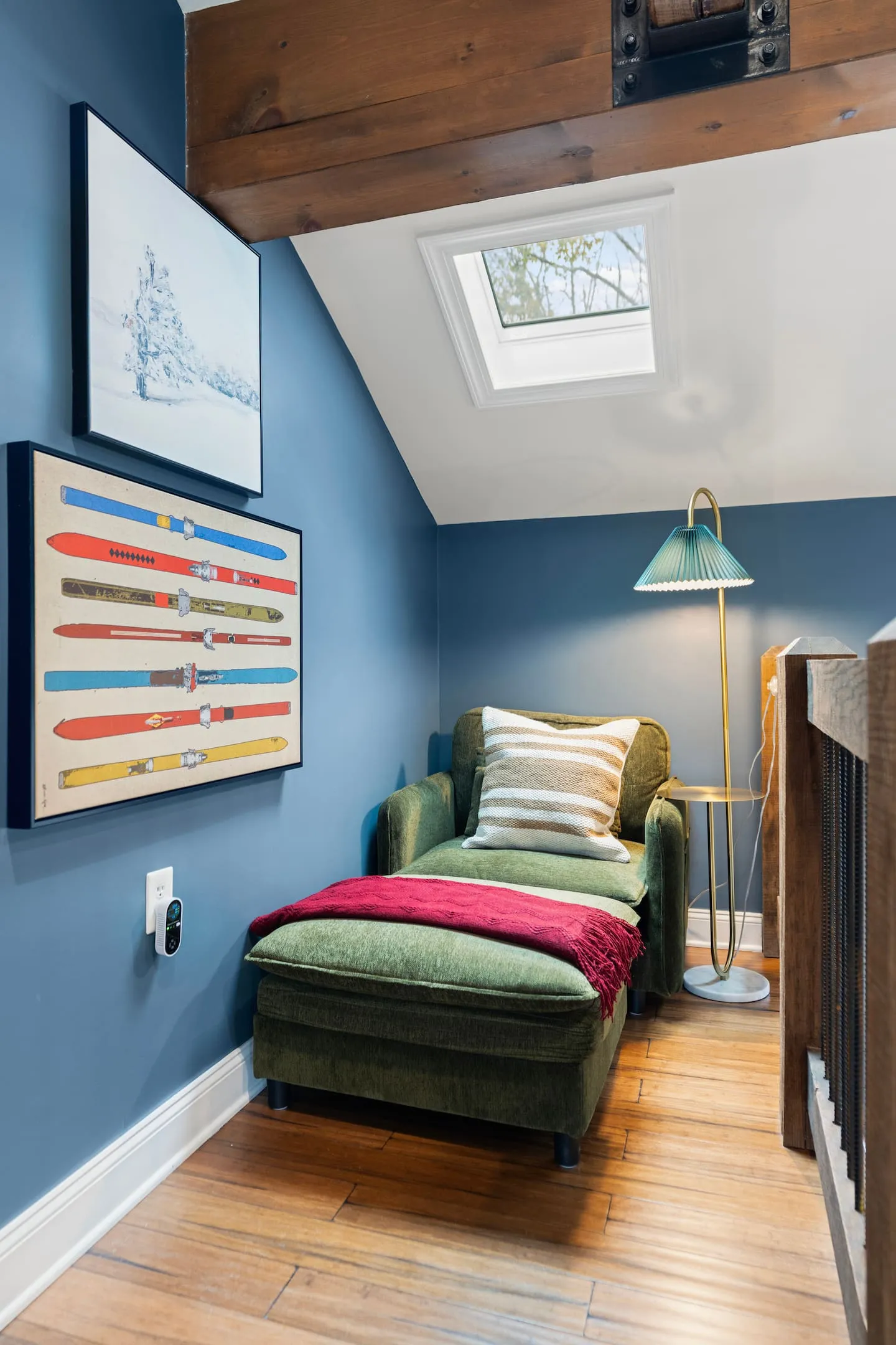 Honey Hollow: top-floor reading nook with lounge chair